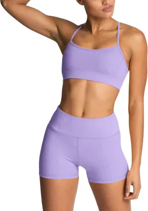 IMEKIS Women's Workout Sets 2 Piece Yoga Outfit High Waisted Biker Shorts Leggings Sports Bra Gym Fitness Clothes Tracksuit