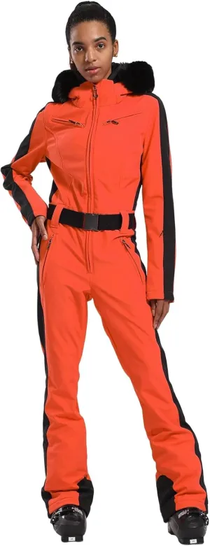 IMPHUT Women's One Piece Ski Suits Slim Waterproof Jumpsuits Windproof Snowsuit Insulated Ski Jumpsuit Skiing Sports