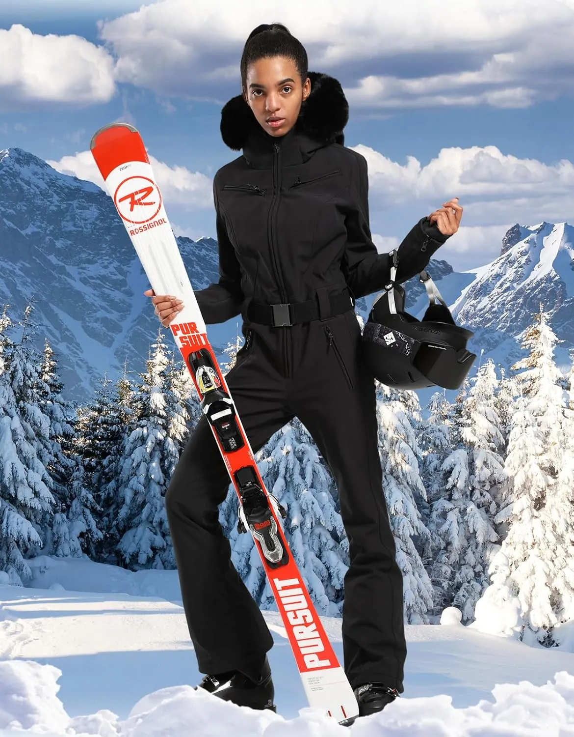 IMPHUT Women's One Piece Ski Suits Slim Waterproof Jumpsuits Windproof Snowsuit Insulated Ski Jumpsuit Skiing Sports