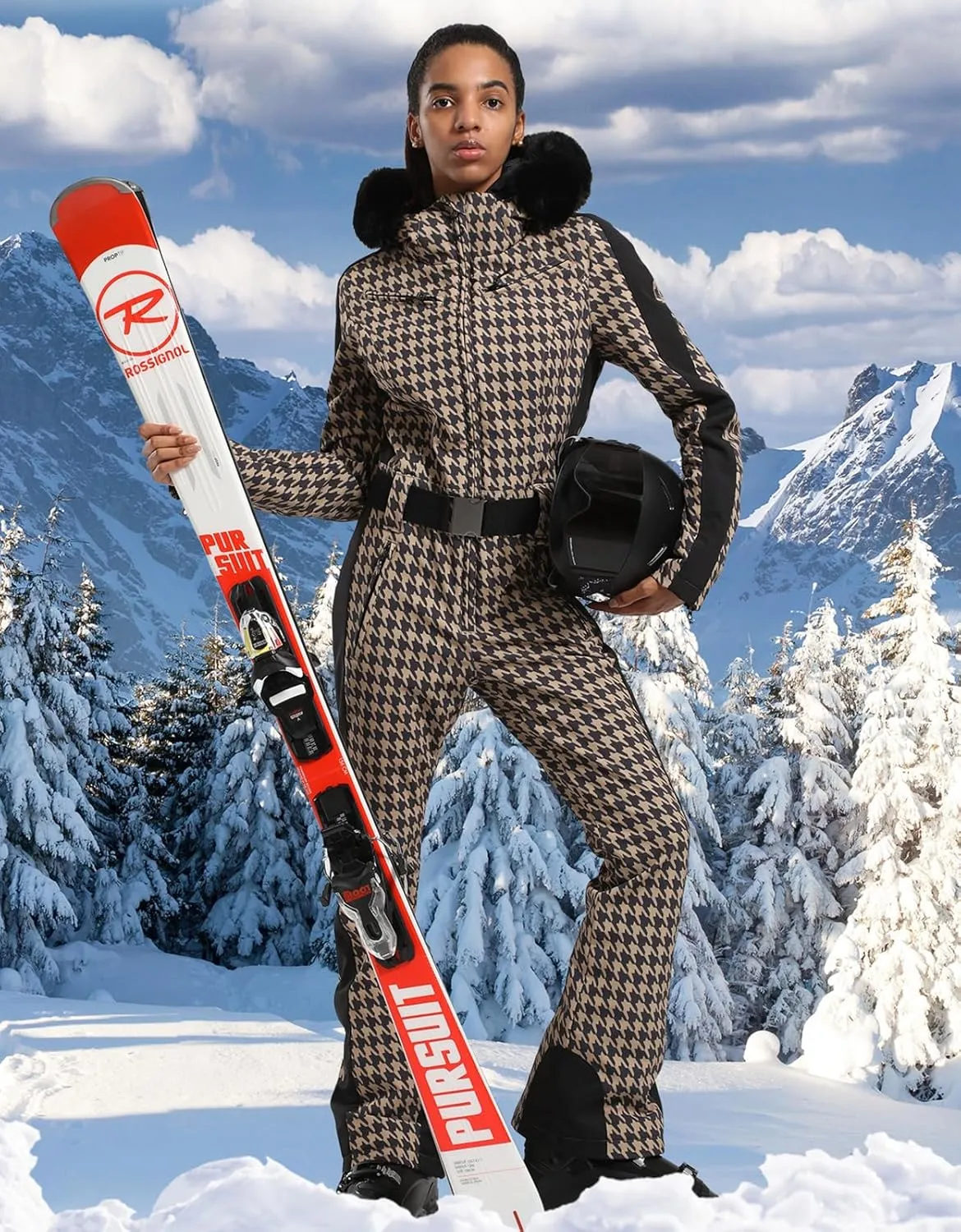 IMPHUT Women's One Piece Ski Suits Slim Waterproof Jumpsuits Windproof Snowsuit Insulated Ski Jumpsuit Skiing Sports