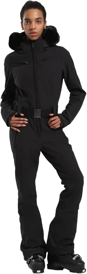 IMPHUT Women's One Piece Ski Suits Slim Waterproof Jumpsuits Windproof Snowsuit Insulated Ski Jumpsuit Skiing Sports
