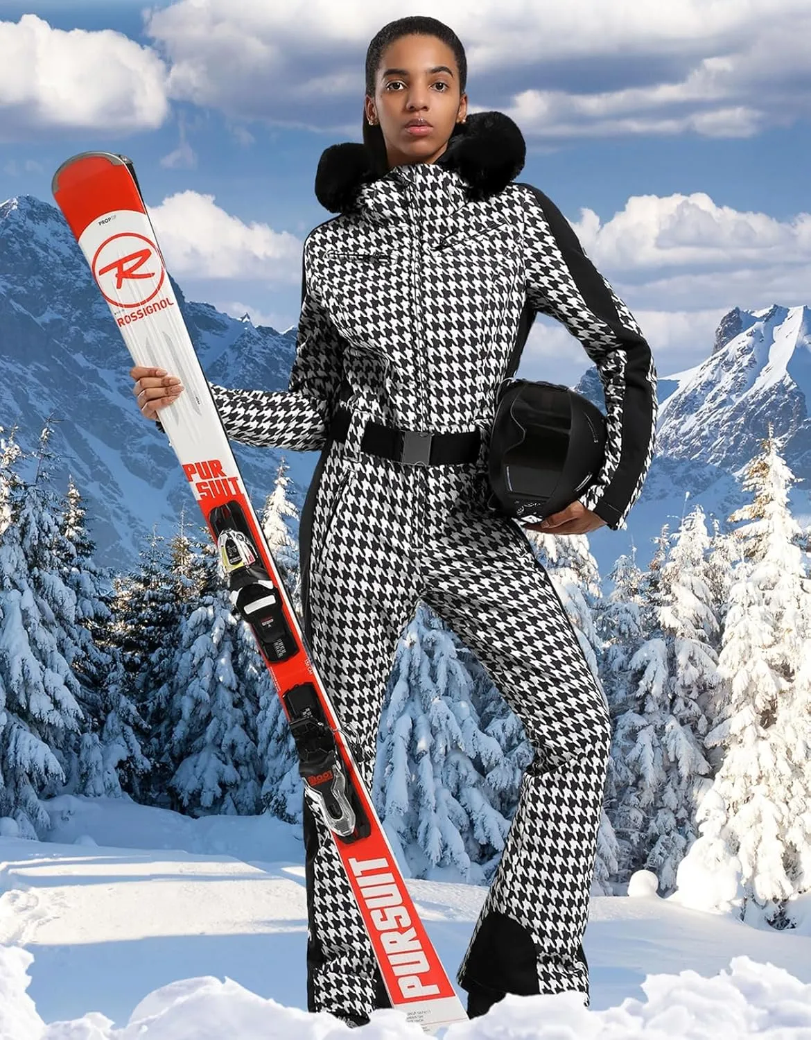 IMPHUT Women's One Piece Ski Suits Slim Waterproof Jumpsuits Windproof Snowsuit Insulated Ski Jumpsuit Skiing Sports