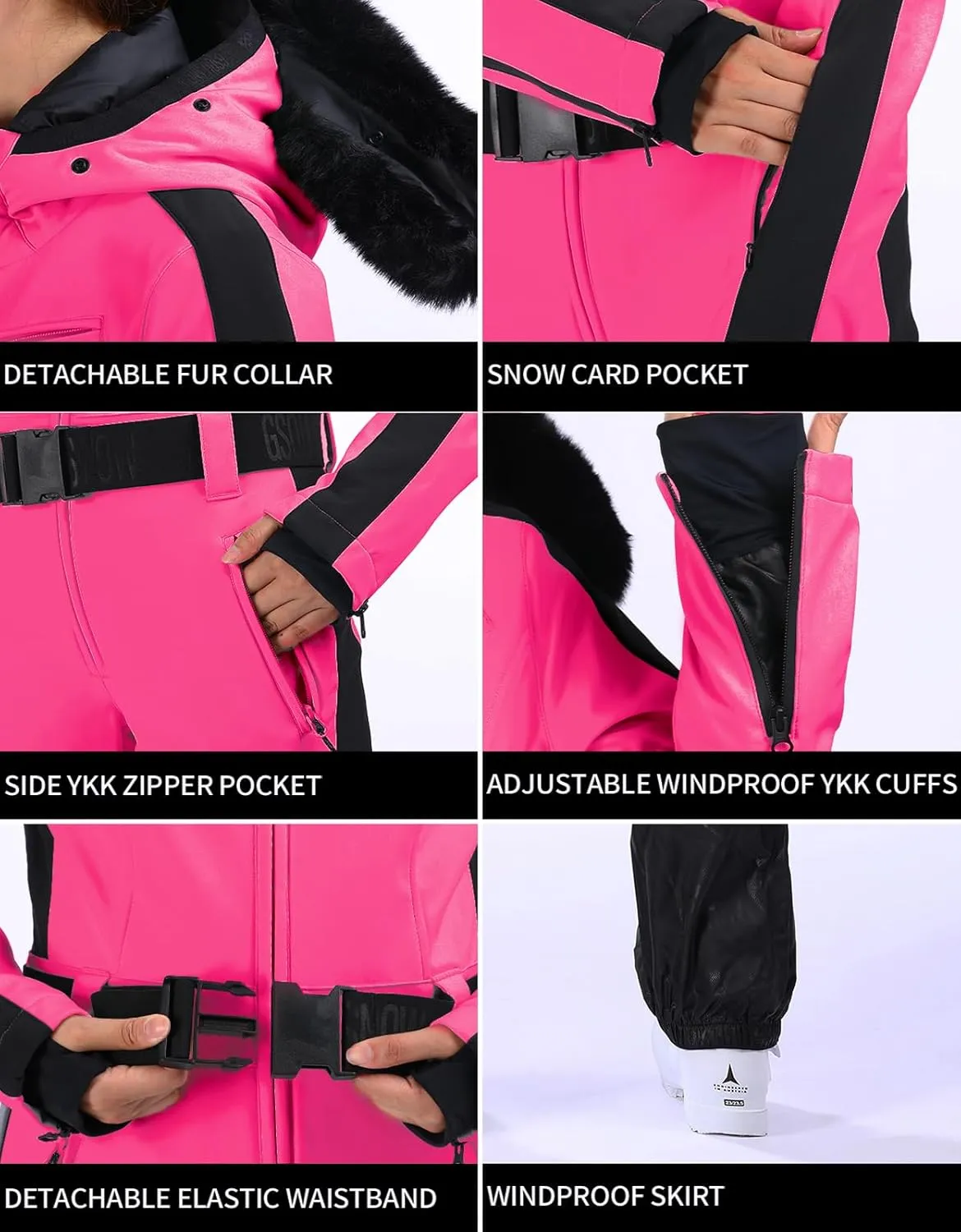 IMPHUT Women's One Piece Ski Suits Slim Waterproof Jumpsuits Windproof Snowsuit Insulated Ski Jumpsuit Skiing Sports