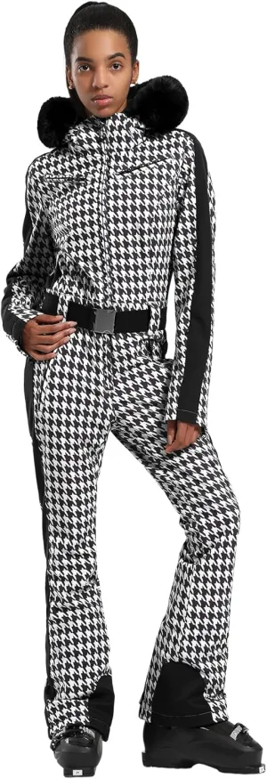 IMPHUT Women's One Piece Ski Suits Slim Waterproof Jumpsuits Windproof Snowsuit Insulated Ski Jumpsuit Skiing Sports