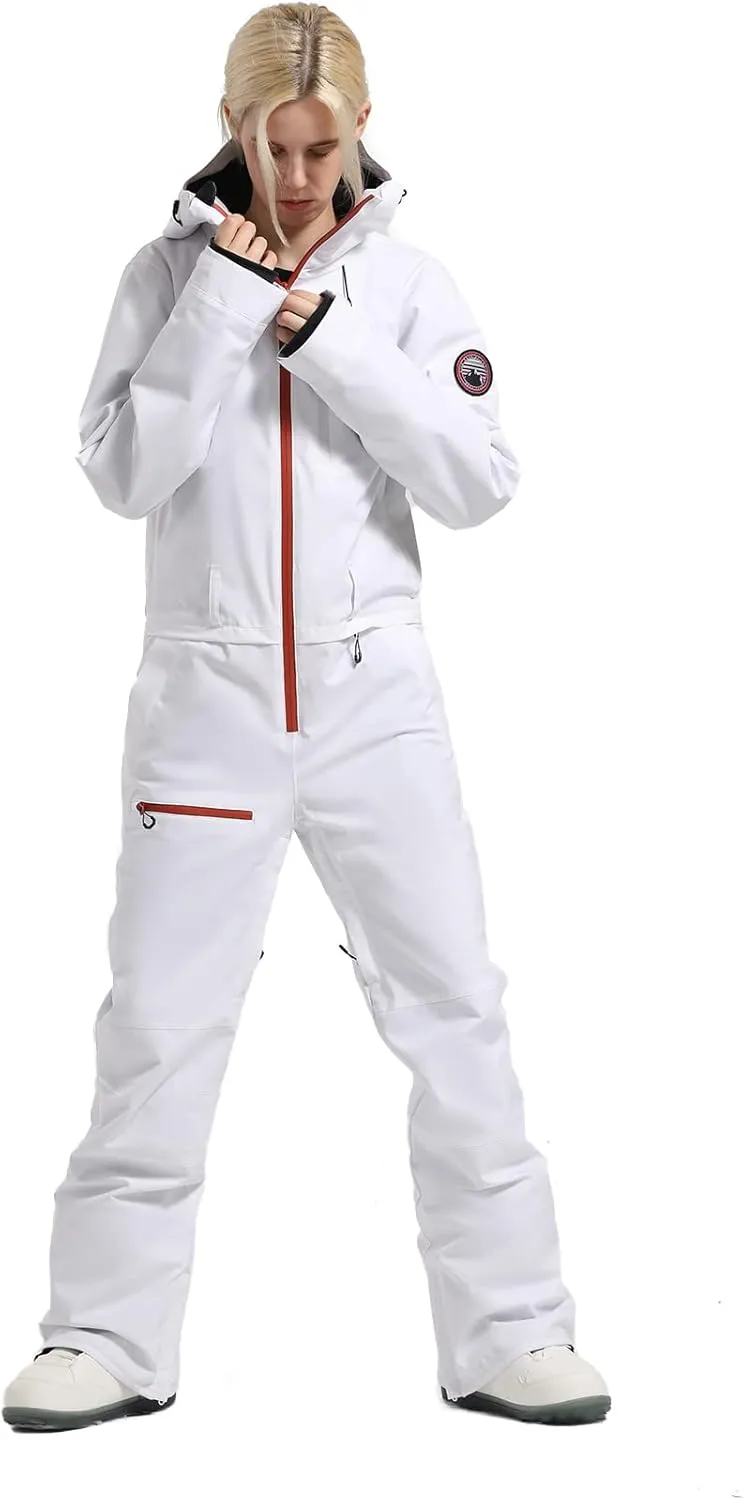 IMPHUT Women's One Piece Ski Suits Waterproof Windproof Women's Snowsuit Insulated Ski Jumpsuit for Snow Sports