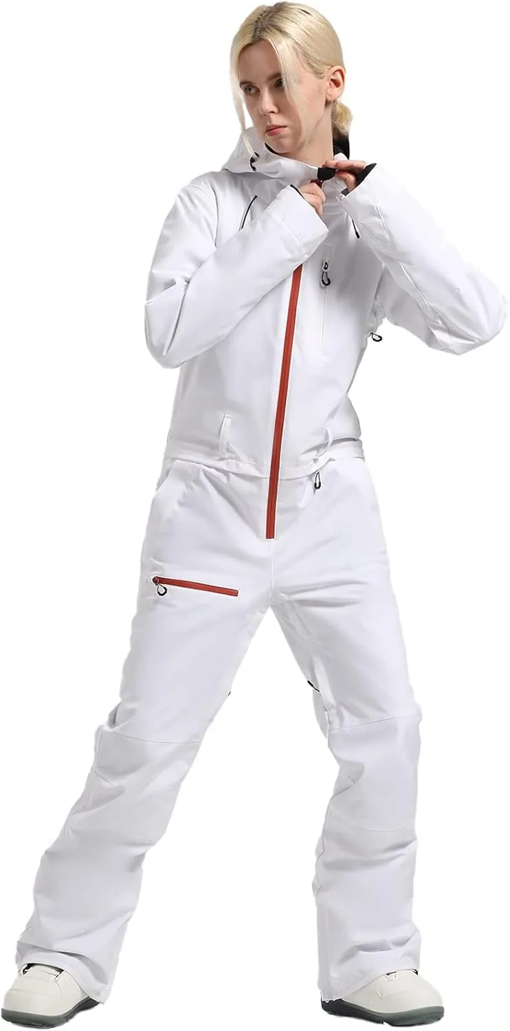 IMPHUT Women's One Piece Ski Suits Waterproof Windproof Women's Snowsuit Insulated Ski Jumpsuit for Snow Sports