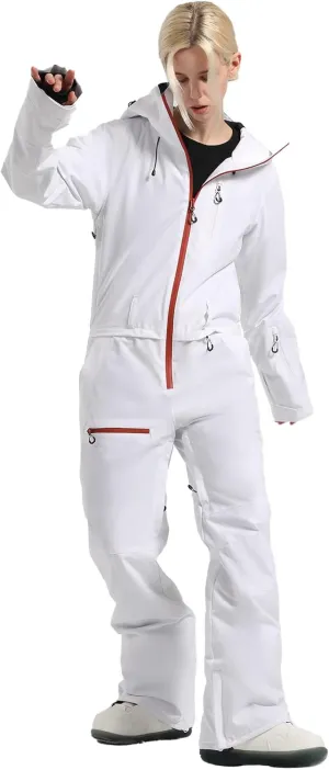 IMPHUT Women's One Piece Ski Suits Waterproof Windproof Women's Snowsuit Insulated Ski Jumpsuit for Snow Sports