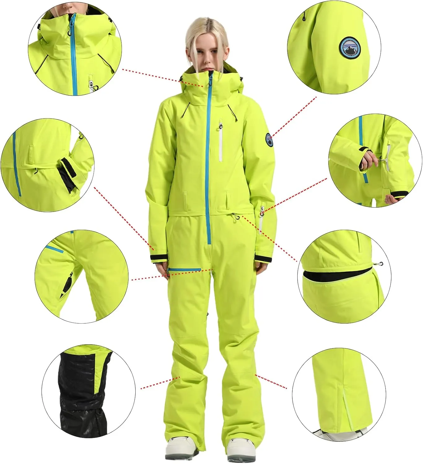 IMPHUT Women's One Piece Ski Suits Waterproof Windproof Women's Snowsuit Insulated Ski Jumpsuit for Snow Sports