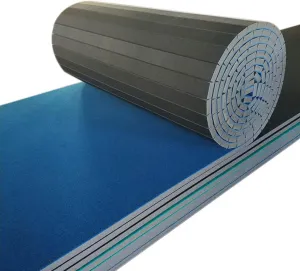 Indoor Gymnastics Tracks Exercise Mat Roll Out Cheerleading Fitness Mat with a Grippy Gym Carpet Top Sturdy Foam Wrestling Mats for MMA Gymnastics(6m*1.83m*4cm, Blue)