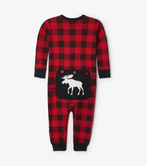 Infant Plaid Moose Union Suit
