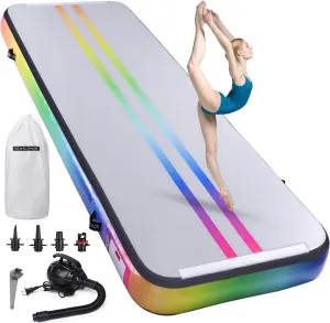 Inflatable Air Gymnastics Mat 10ft Tumbling Mats Training Mat Tumble Track Mats with Electric Air Pump for Home/Gym/Cheerleading/Beach/Outdoor Exercise (4 inches Thick)