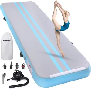 Inflatable Air Gymnastics Mat 10ft/13ft/16ft Tumbling Mats Training Mat Tumble Track Mats with Electric Air Pump for Home/Gym/Cheerleading/Beach/Outdoor Exercise (4 inches Thick)