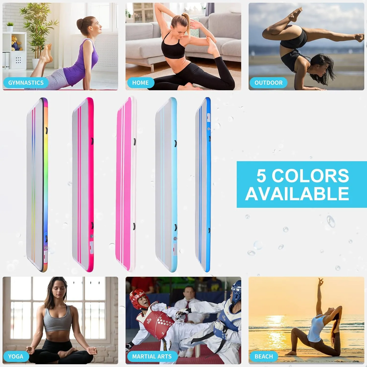 Inflatable Air Gymnastics Mat 10ft/13ft/16ft Tumbling Mats Training Mat Tumble Track Mats with Electric Air Pump for Home/Gym/Cheerleading/Beach/Outdoor Exercise (4 inches Thick)