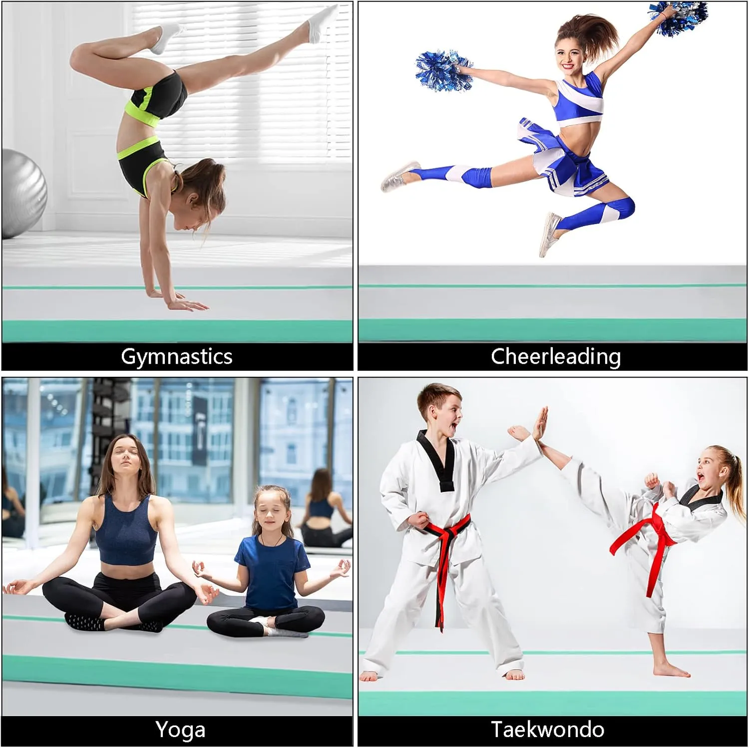 Inflatable Air Gymnastics Mat 10ft/13ft/16ft/20ft Tumbling Mat with Electric Pump 4.3ft Extra Wide 4 Inches Thich Tumble Track for Home Use/Training/Cheerleading/Yoga/Water
