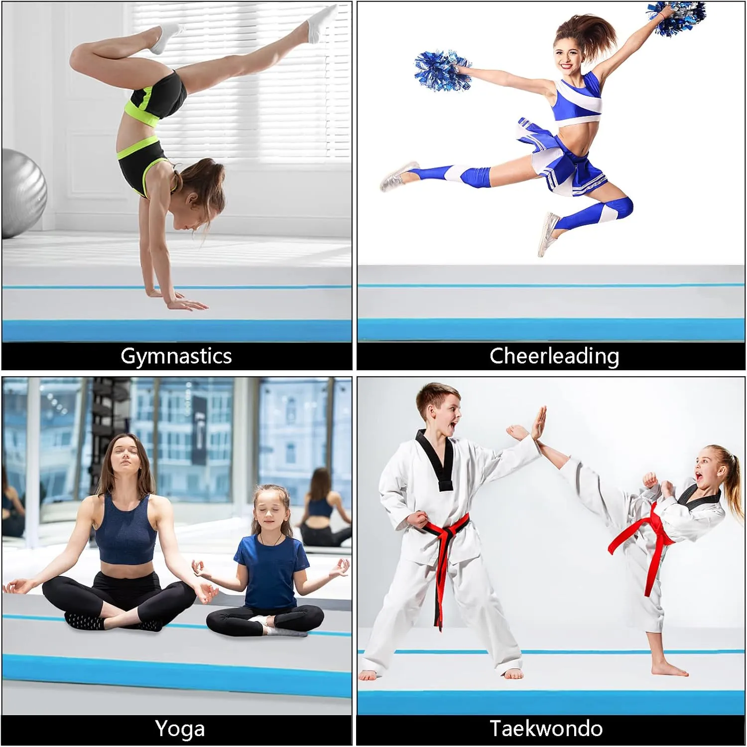 Inflatable Air Gymnastics Mat 10ft/13ft/16ft/20ft Tumbling Mat with Electric Pump 4.3ft Extra Wide 4 Inches Thich Tumble Track for Home Use/Training/Cheerleading/Yoga/Water