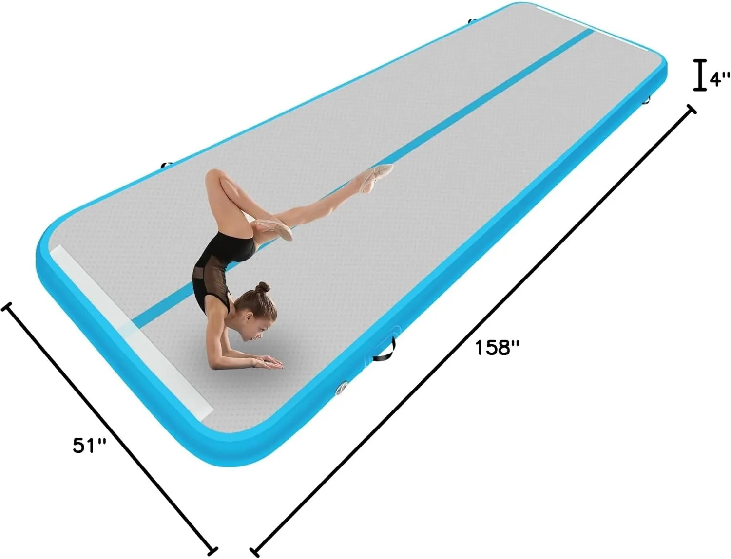 Inflatable Air Gymnastics Mat 10ft/13ft/16ft/20ft Tumbling Mat with Electric Pump 4.3ft Extra Wide 4 Inches Thich Tumble Track for Home Use/Training/Cheerleading/Yoga/Water