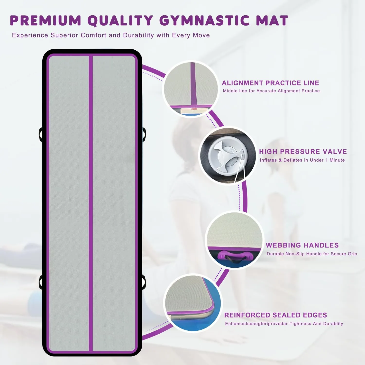 Inflatable Air Gymnastics Mat Training mat Thick tumbling mat with Electric Pump for Home/Gym/Outdoor