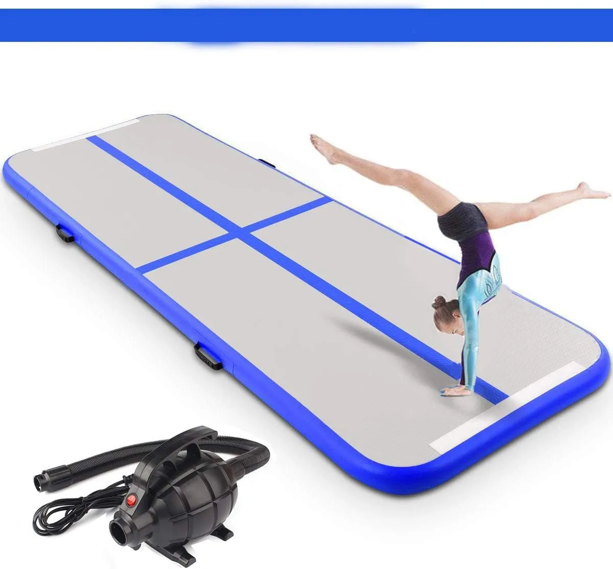 Inflatable Air Gymnastics Mat Training Mats 10ft/13ft/16ft/20ft Gymnastics Tracks for Home Use/Training Blue