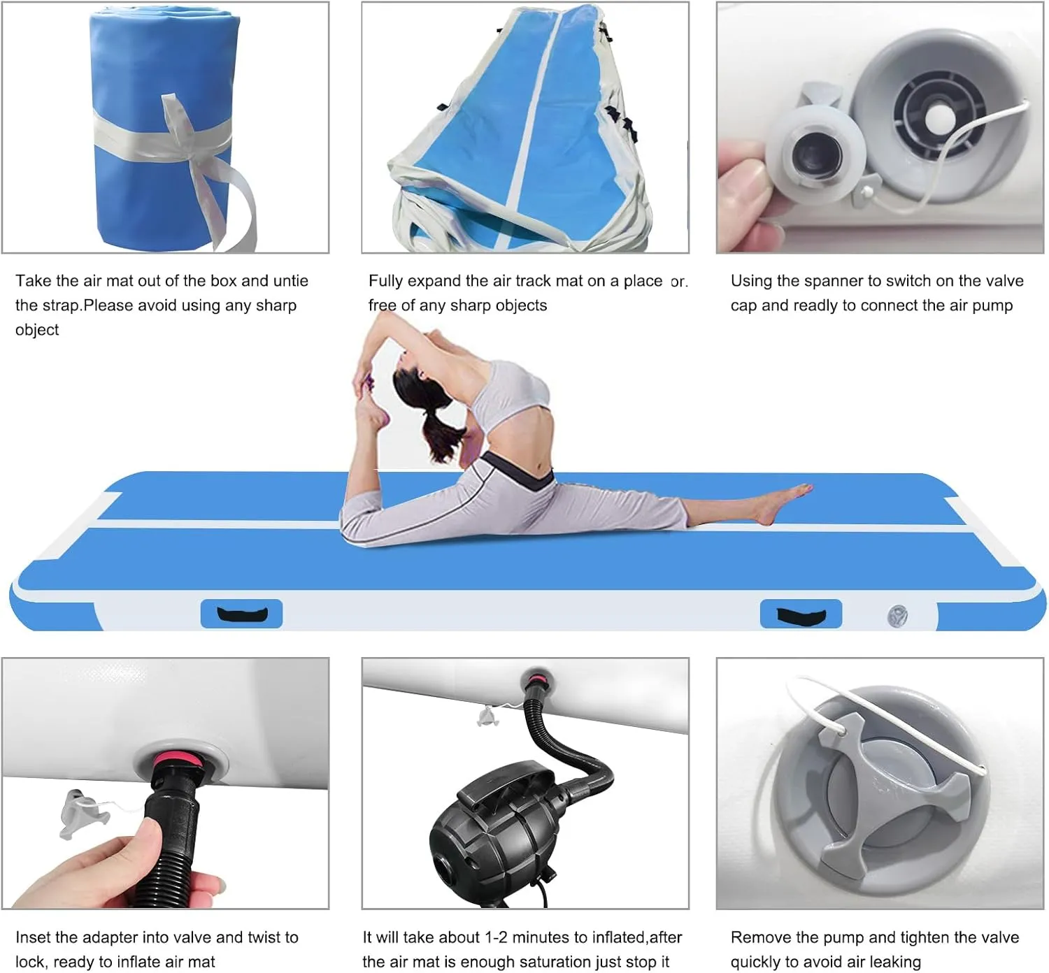 Inflatable Air Gymnastics Mat Training Mats 4 inches Thickness Inflatable Gymnastics Tracks With Pump For Home Use/Training/Cheerleading/Yoga/Water