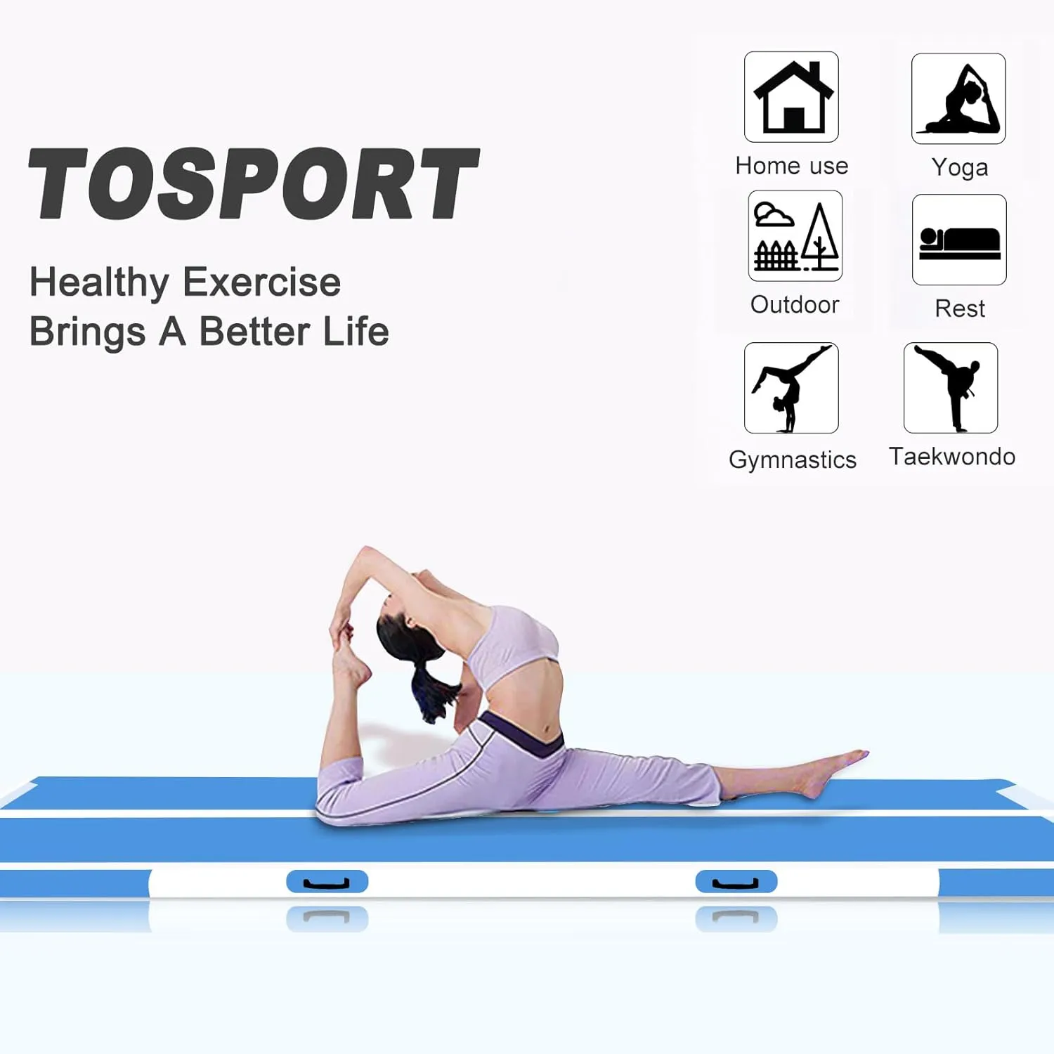 Inflatable Air Gymnastics Mat Training Mats 4 inches Thickness Inflatable Gymnastics Tracks With Pump For Home Use/Training/Cheerleading/Yoga/Water