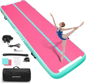 Inflatable Air Gymnastics Mat Tumble Track, 6.6/10/13/16/20ft Tumbling Mat Air Tumbling Track, Air Training Mat with Air Pump for Home/Water Fun/Gym/Yoga/Training/Cheerleading