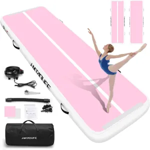 Inflatable Air Gymnastics Mat Tumble Track, 6.6/10/13/16/20ft Tumbling Mat Air Tumbling Track, Air Training Mat with Air Pump for Home/Water Fun/Gym/Yoga/Training/Cheerleading
