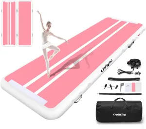 Inflatable Air Gymnastics Mats for Tumbling, 10ft/13ft/16ft/20ft Tumble Track Tumbling Mats for Kids, 4/8 Inches Thick Training Mat with Electric Pump Gymnastics Equipment for Kids Mat