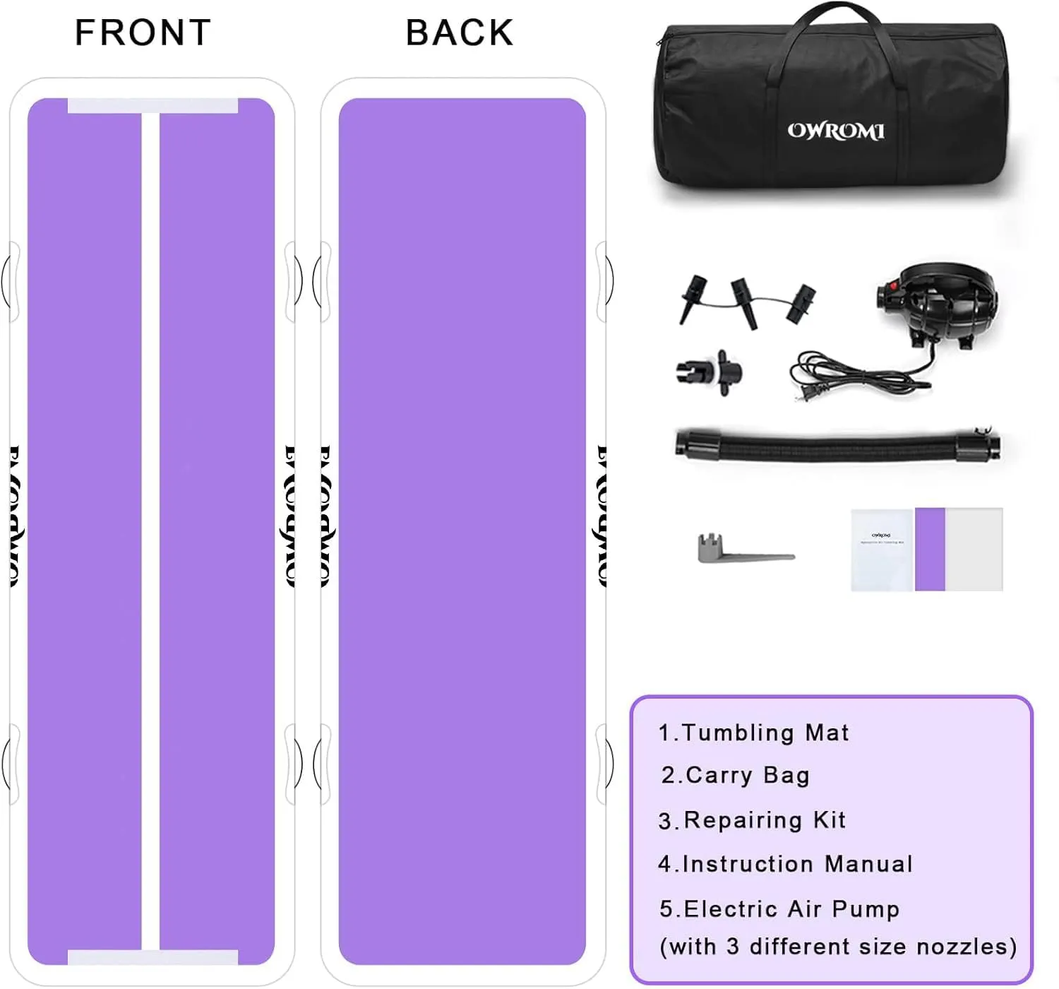 Inflatable Air Gymnastics Mats for Tumbling, 10ft/13ft/16ft/20ft Tumble Track Tumbling Mats for Kids, 4/8 Inches Thick Training Mat with Electric Pump Gymnastics Equipment for Kids Mat
