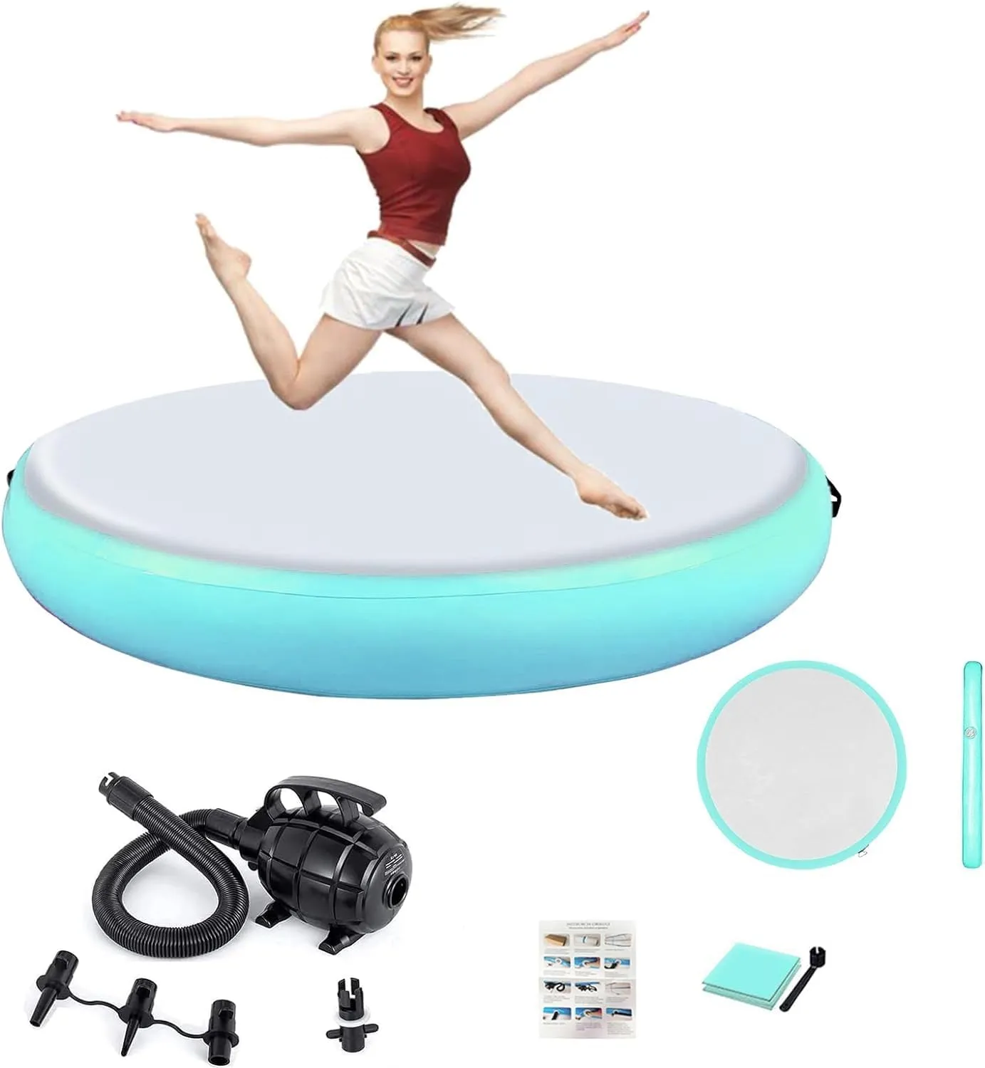 Inflatable Air Spot Mat 3.3ft Tumble Track 8 Inches Thickness Gymnastics Mat With Pump For Home Use/Training/Cheerleading/Yoga/Water