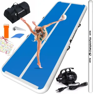 Inflatable Air Tumbling Mat Gymnastics Tumble track 4/8 inches Thickness Air Mats for Home Use/Training/Cheerleading/Water Yoga 10ft 13ft 16ft 20ft with Electric Air Pump