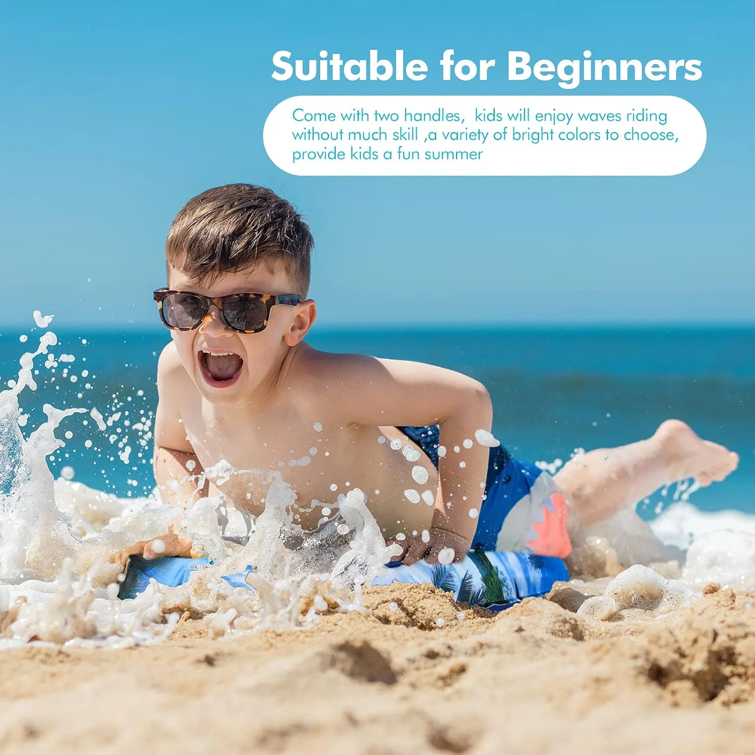 Inflatable Boogy Boards for Beach Travel Toys, 30” Cavas Slip Slide Water Park Body Surfing Board with Handles, Summer Fun Water Pool Game Toys for Kids 4,8,12 Ages Resort