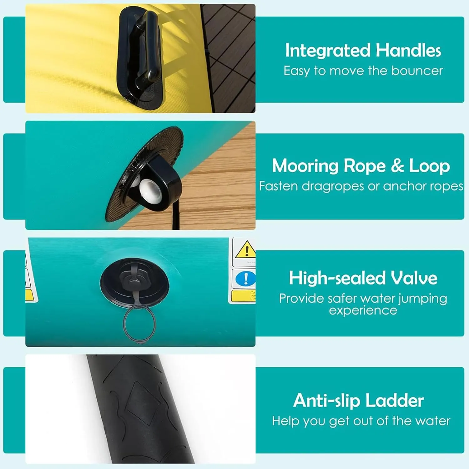 Inflatable Brushed EVA Wood Grain Anti-Slip Air Cushion, Yacht Floating Fishing Platform Inflatable Floating Platform, Water Yoga Mat,2 * 6m/6.6 * 19.7ft