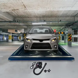 Inflatable Car Wash Mat 9.7' x 19.5' Containment PVC Garage Floor Mat Non-Slip Heavy Duty Waterproof Protection from Water, Snow, Rain, Mud and Oil Black for Cars