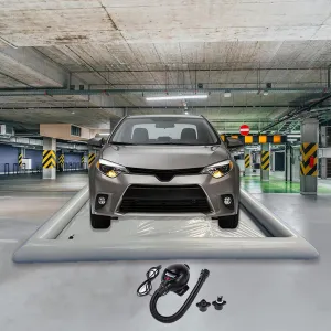 Inflatable Car Wash Mat 9.7' x 19.5' Containment PVC Garage Floor Mat Non-Slip Heavy Duty Waterproof Protection from Water, Snow, Rain, Mud and Oil Gray for Cars