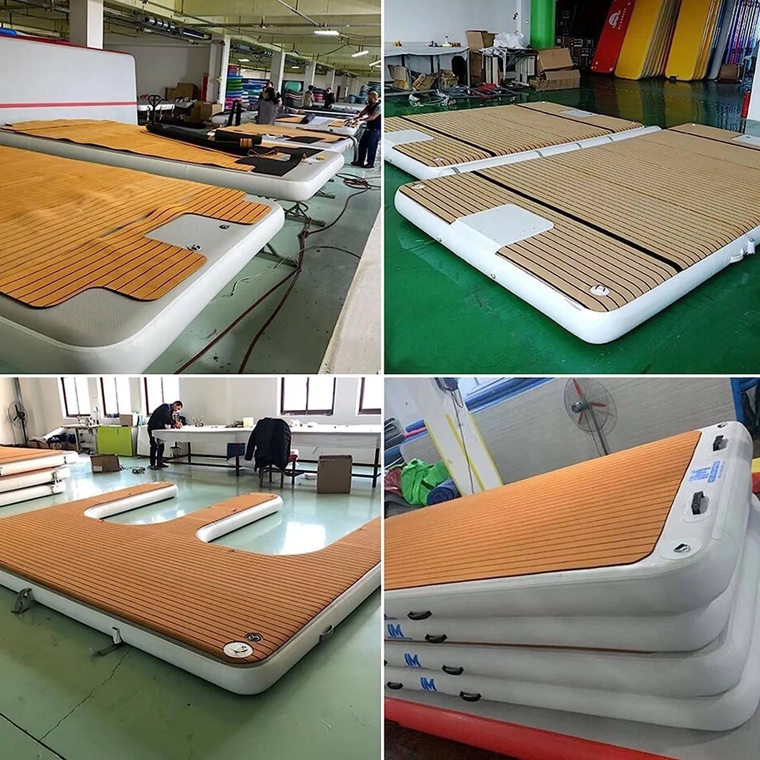 Inflatable Dock Floating Platform, Inflatable Floating Dock for Lake, PVC Inflatable Boat with Air Pump, Floating Platform for Pool Beach Ocean with Non-Slip Pad