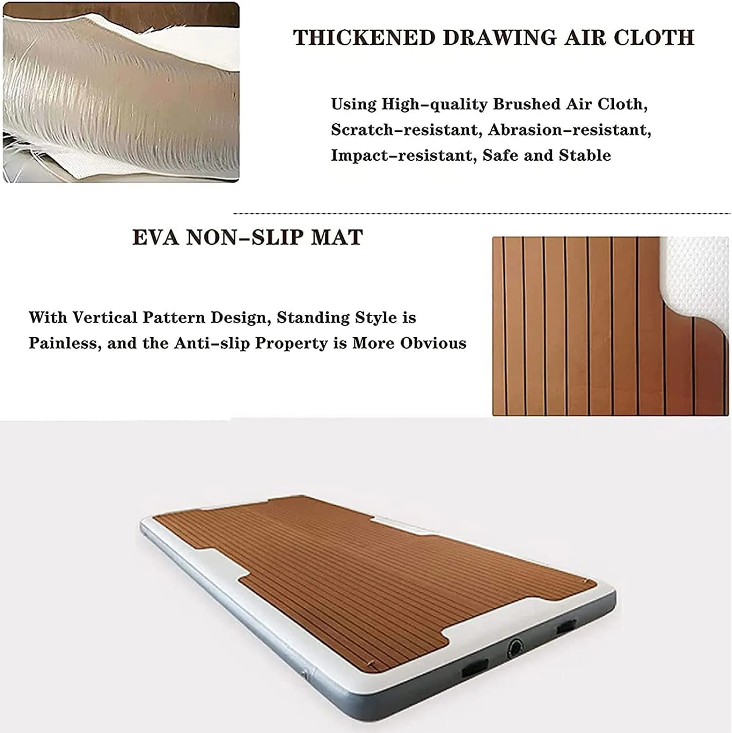 Inflatable Dock Floating Platform, Inflatable Floating Dock for Lake, PVC Inflatable Boat with Air Pump, Floating Platform for Pool Beach Ocean with Non-Slip Pad