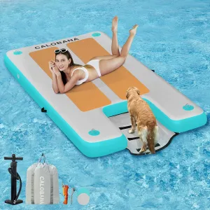 Inflatable Dock Platform, Lake Floats with Boat Ramp Floating Island Raft for Adults Swimming Pool Sea Dock