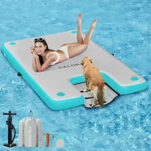 Inflatable Dock Platform, Lake Floats with Boat Ramp Floating Island Raft for Adults Swimming Pool Sea Dock