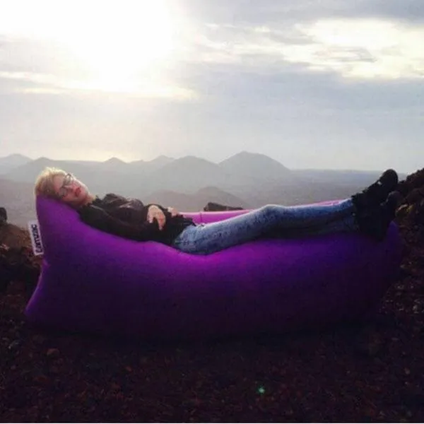 Inflatable Folding Sleeping Lazy Bag for Outdoor Camping Purple