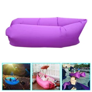 Inflatable Folding Sleeping Lazy Bag for Outdoor Camping Purple