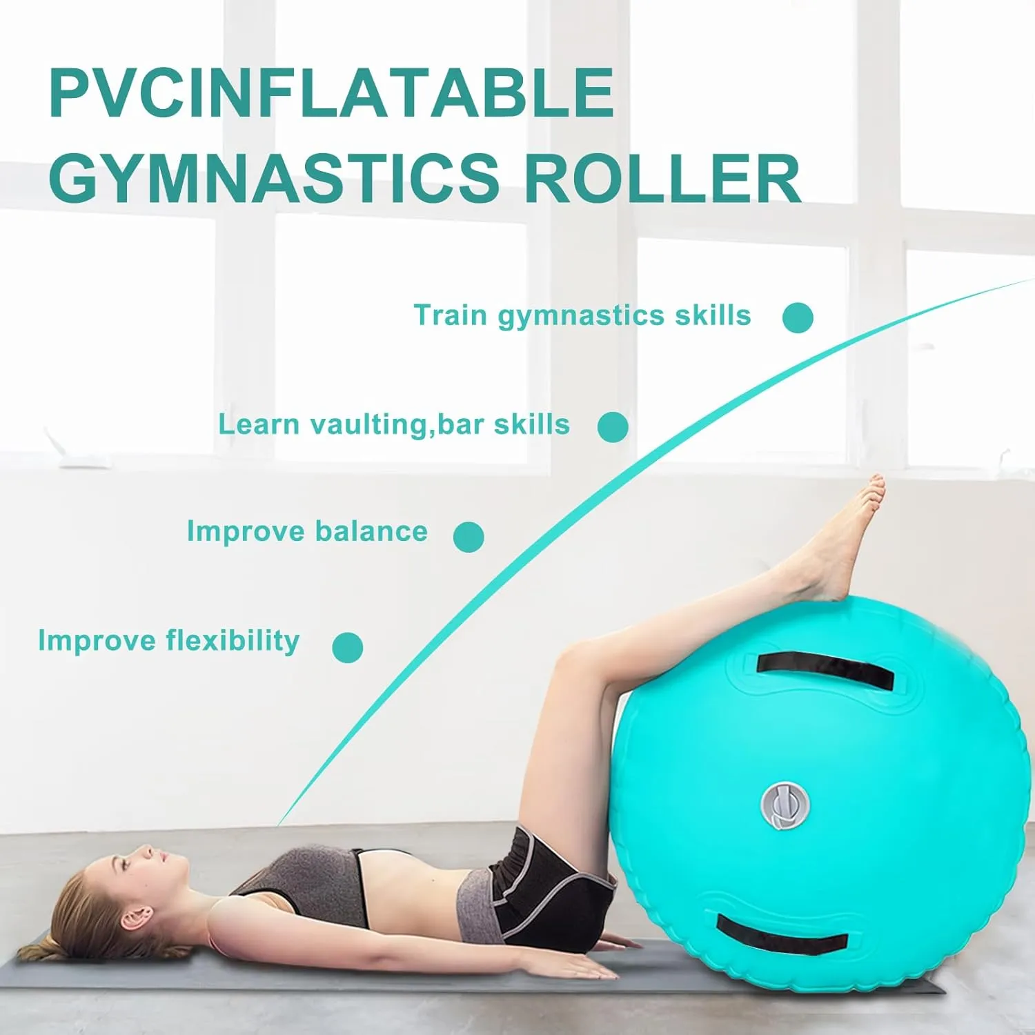 Inflatable Gymnastics Air Barrel Roller & Tumbling Mat with Pump - Air Spot Portable Training Equipment for Yoga, Backhandspring, Cheerleading Home, Gym Use
