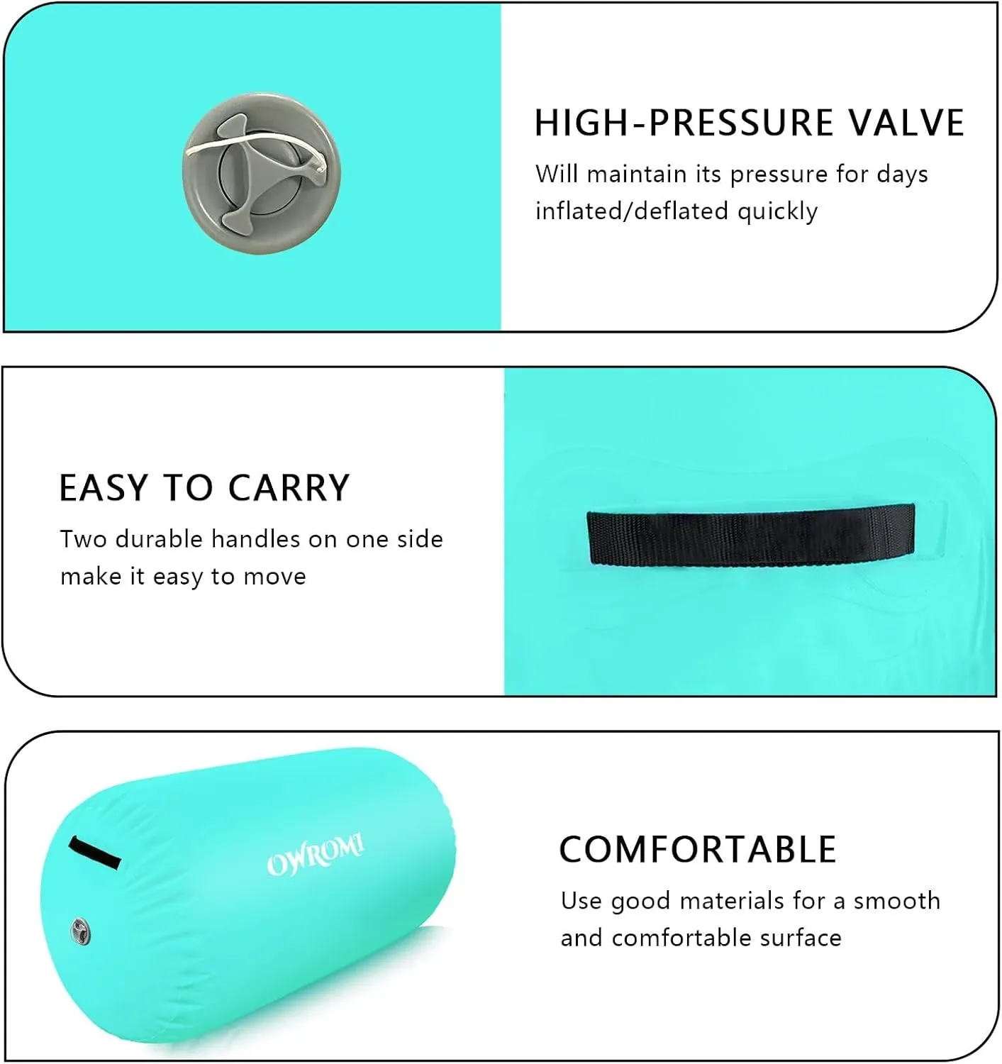 Inflatable Gymnastics Air Mat Tumble Track with Gymnastics Air Barrel - Inflatable Air Spot Tumbler Backbend Trainer Air Roller Tumbling Mat with Electric Pump