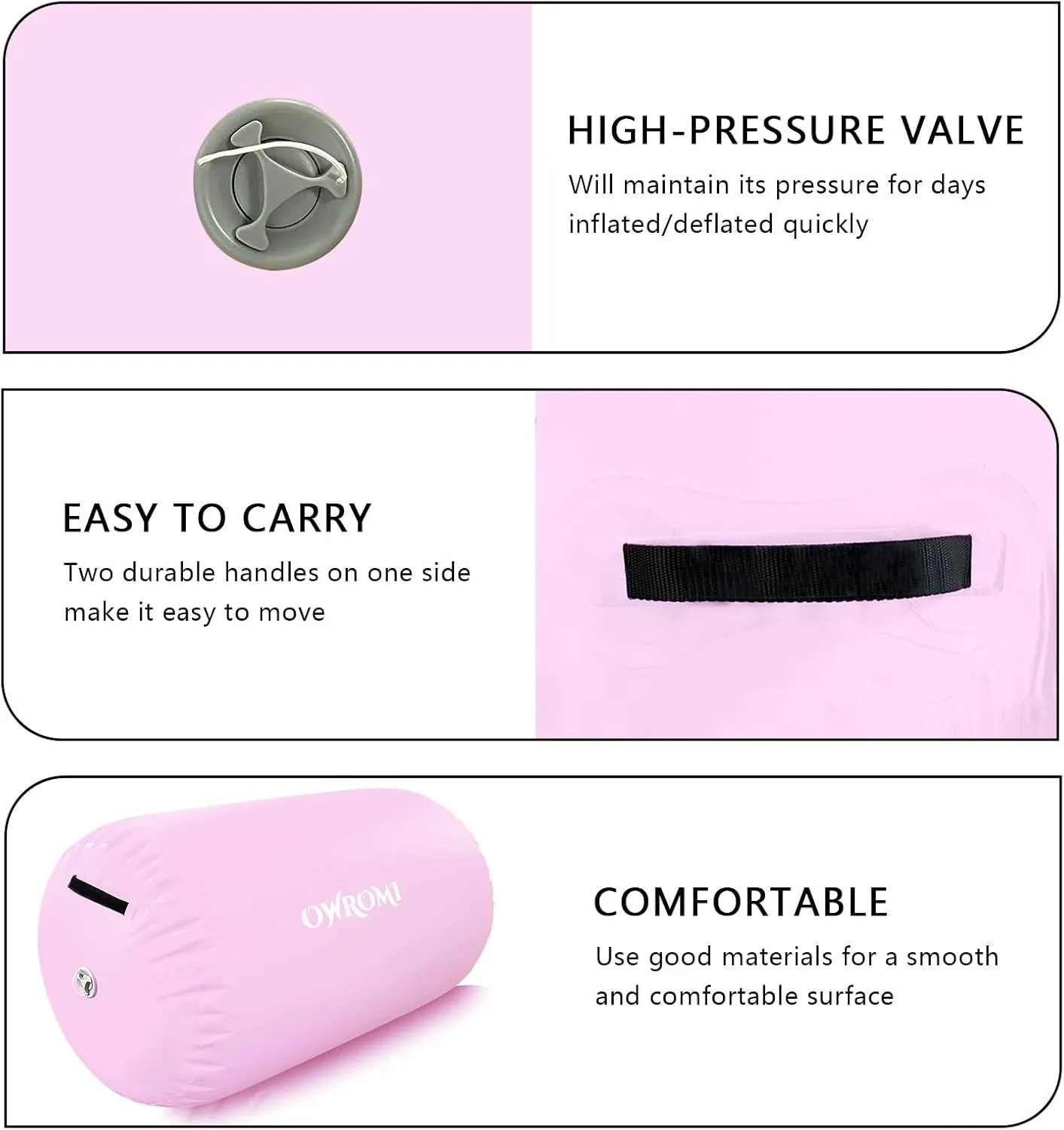 Inflatable Gymnastics Air Mat Tumble Track with Gymnastics Air Barrel - Inflatable Air Spot Tumbler Backbend Trainer Air Roller Tumbling Mat with Electric Pump