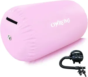 Inflatable Gymnastics Air Mat Tumble Track with Gymnastics Air Barrel - Inflatable Air Spot Tumbler Backbend Trainer Air Roller Tumbling Mat with Electric Pump