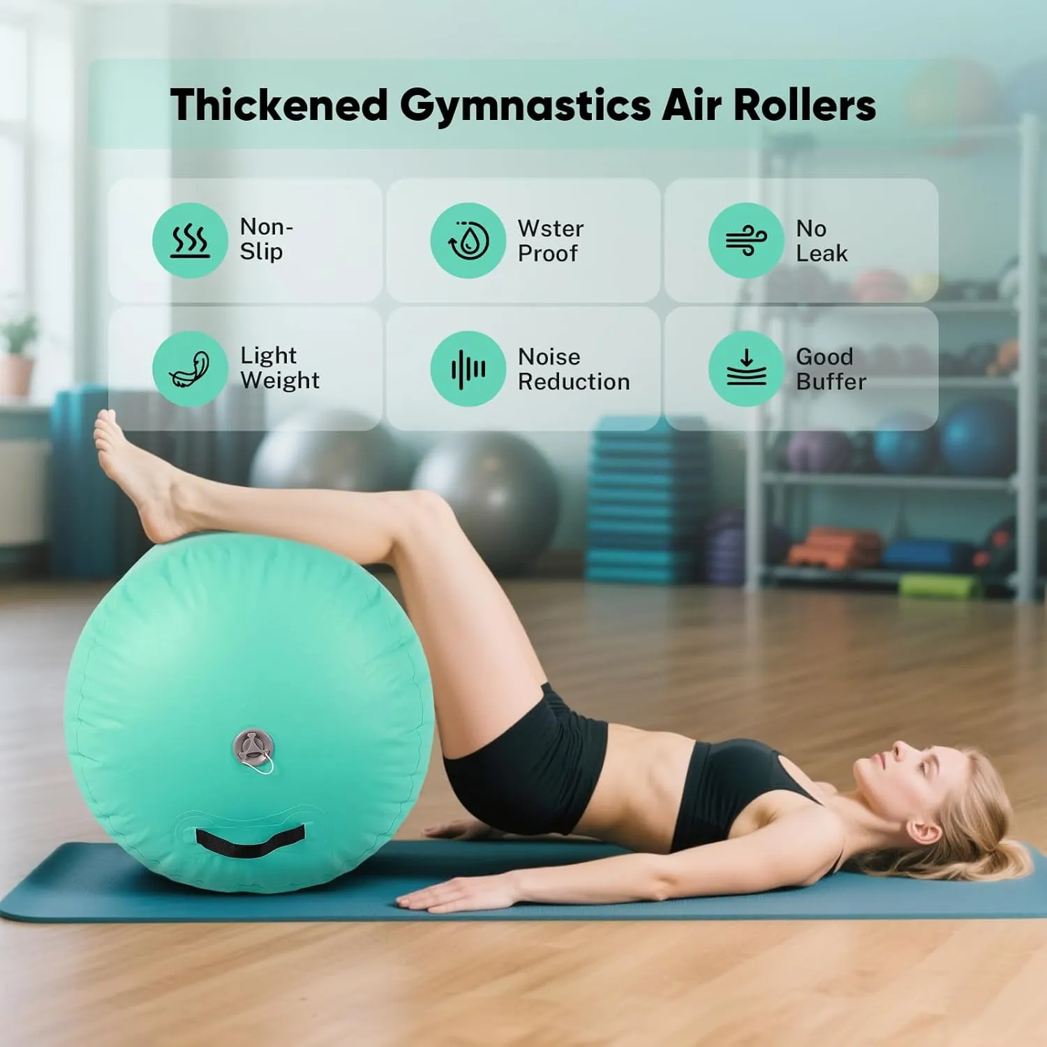 Inflatable Gymnastics Air Roller Tumbling Barrel with Electric Pump for Back Handspring Training and Cheerleading Home Use Gymnastics Equipment Air Track Tumble Mat