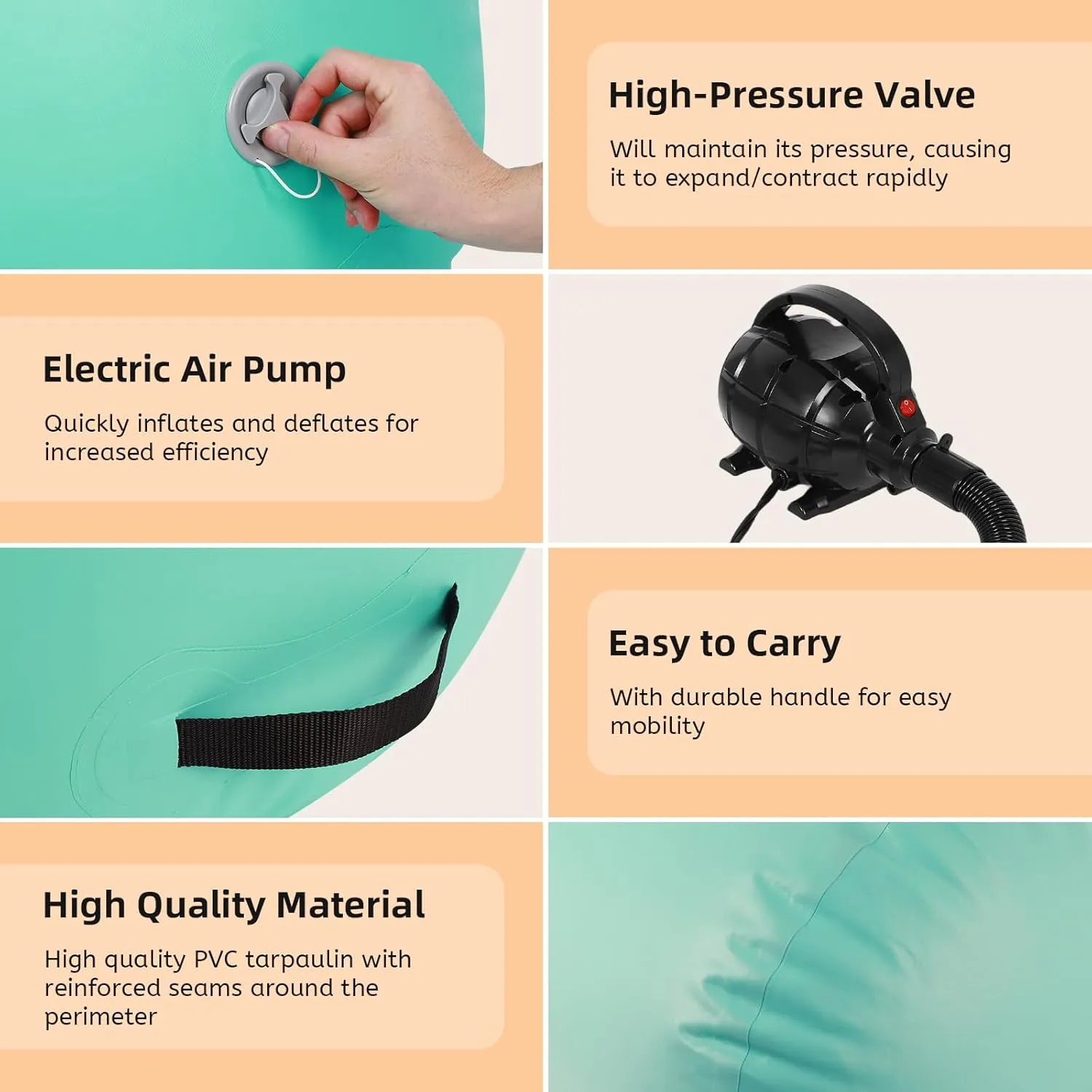 Inflatable Gymnastics Air Roller Tumbling Barrel with Electric Pump for Back Handspring Training and Cheerleading Home Use Gymnastics Equipment Air Track Tumble Mat