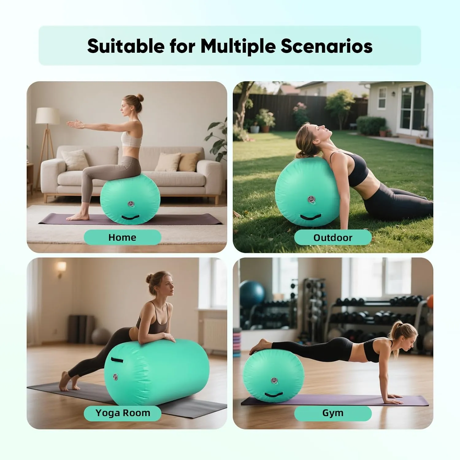Inflatable Gymnastics Air Roller Tumbling Barrel with Electric Pump for Back Handspring Training and Cheerleading Home Use Gymnastics Equipment Air Track Tumble Mat