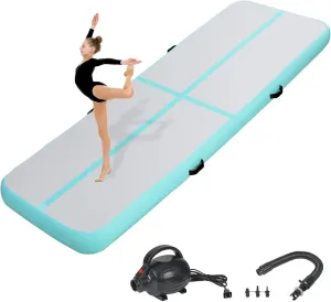 Inflatable Gymnastics Air Tumbling Track Mat 6ft 10ft 13ft 16ft 20ft, Air Tumble Track Mat with Electric Air Pump for Kids Adults Home Outdoor Training Cheerleader Yoga Water Park