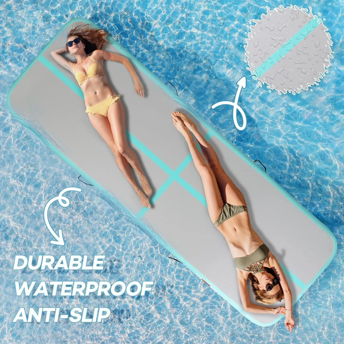 Inflatable Gymnastics Air Tumbling Track Mat 6ft 10ft 13ft 16ft 20ft, Air Tumble Track Mat with Electric Air Pump for Kids Adults Home Outdoor Training Cheerleader Yoga Water Park