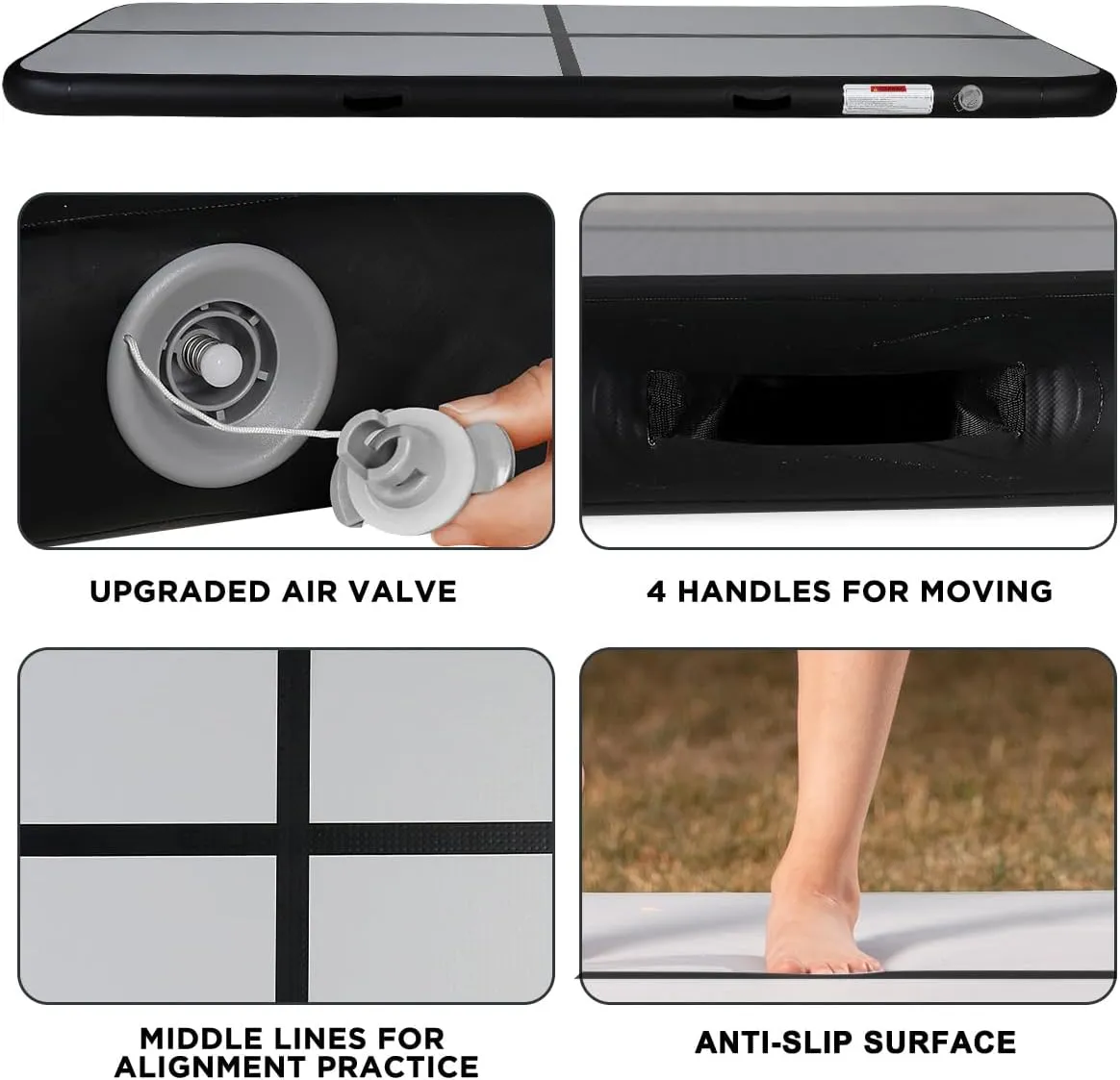 Inflatable Gymnastics Air Tumbling Track Mat 6ft 10ft 13ft 16ft 20ft, Air Tumble Track Mat with Electric Air Pump for Kids Adults Home Outdoor Training Cheerleader Yoga Water Park